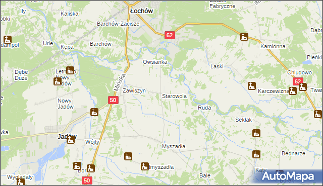 mapa Starowola gmina Jadów, Starowola gmina Jadów na mapie Targeo