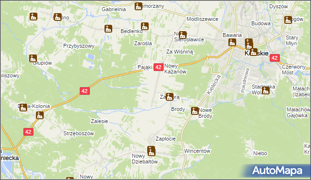 mapa Stary Kazanów, Stary Kazanów na mapie Targeo
