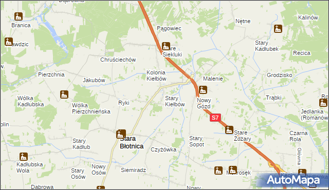 mapa Stary Kiełbów, Stary Kiełbów na mapie Targeo