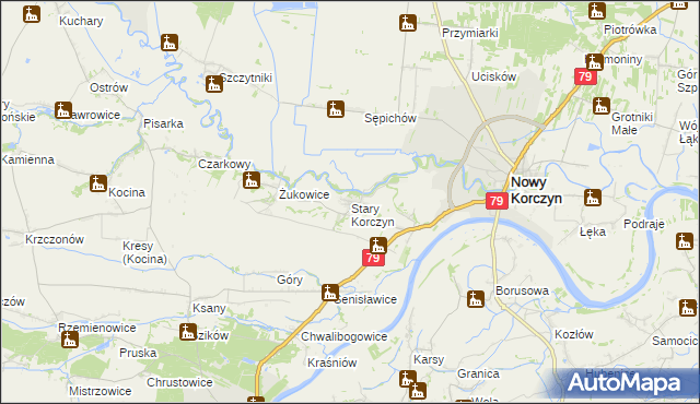 mapa Stary Korczyn, Stary Korczyn na mapie Targeo
