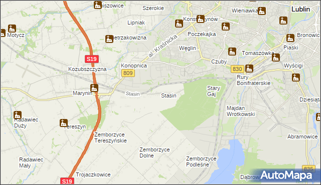 mapa Stasin gmina Konopnica, Stasin gmina Konopnica na mapie Targeo