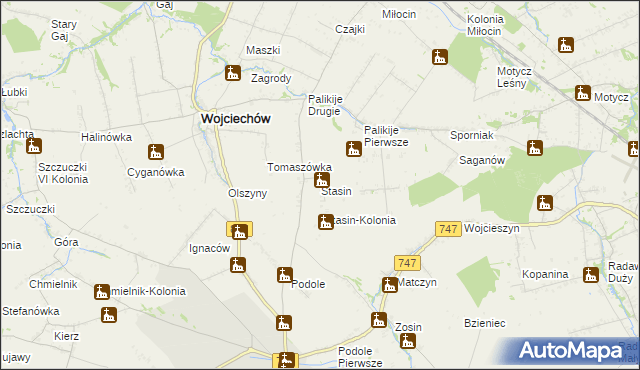 mapa Stasin gmina Wojciechów, Stasin gmina Wojciechów na mapie Targeo