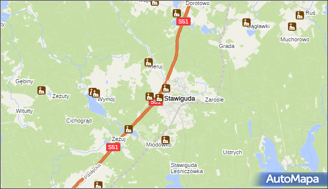 mapa Stawiguda, Stawiguda na mapie Targeo