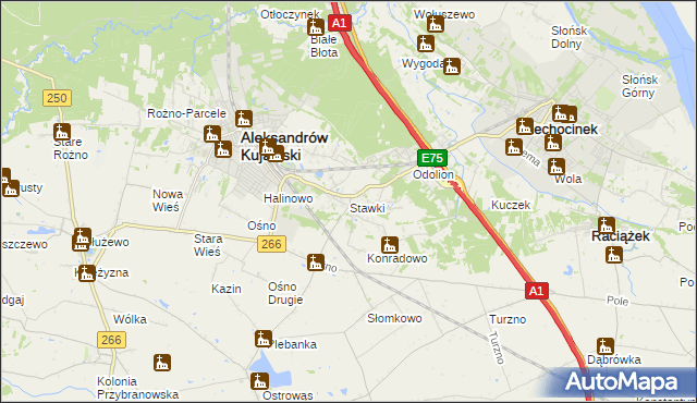mapa Stawki gmina Aleksandrów Kujawski, Stawki gmina Aleksandrów Kujawski na mapie Targeo