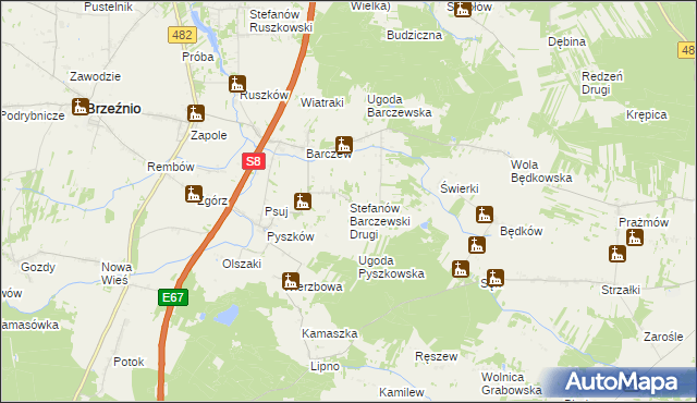 mapa Stefanów Barczewski Drugi, Stefanów Barczewski Drugi na mapie Targeo