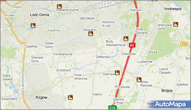 mapa Stefanów gmina Brójce, Stefanów gmina Brójce na mapie Targeo