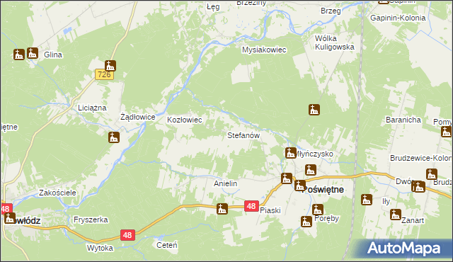 mapa Stefanów gmina Poświętne, Stefanów gmina Poświętne na mapie Targeo