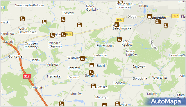 mapa Stefanów gmina Żelechów, Stefanów gmina Żelechów na mapie Targeo