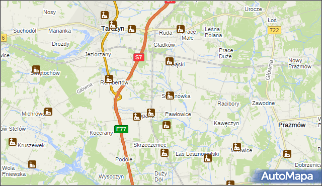 mapa Stefanówka gmina Tarczyn, Stefanówka gmina Tarczyn na mapie Targeo