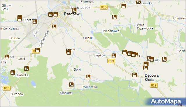 mapa Stępków, Stępków na mapie Targeo