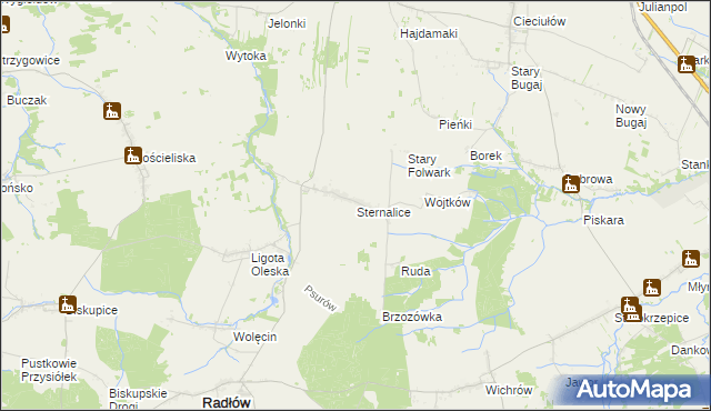 mapa Sternalice gmina Radłów, Sternalice gmina Radłów na mapie Targeo