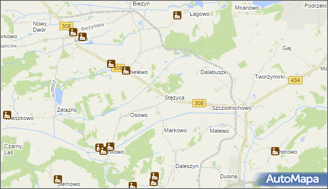 mapa Stężyca gmina Gostyń, Stężyca gmina Gostyń na mapie Targeo