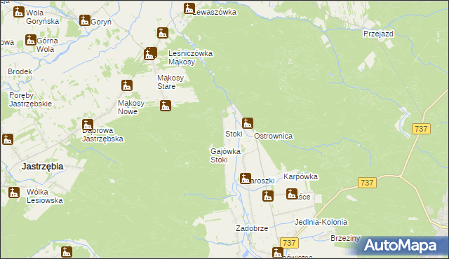 mapa Stoki gmina Pionki, Stoki gmina Pionki na mapie Targeo