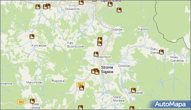 mapa Strachocin gmina Stronie Śląskie, Strachocin gmina Stronie Śląskie na mapie Targeo
