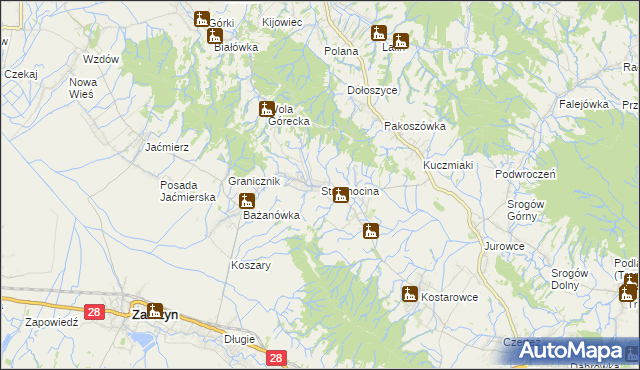 mapa Strachocina, Strachocina na mapie Targeo