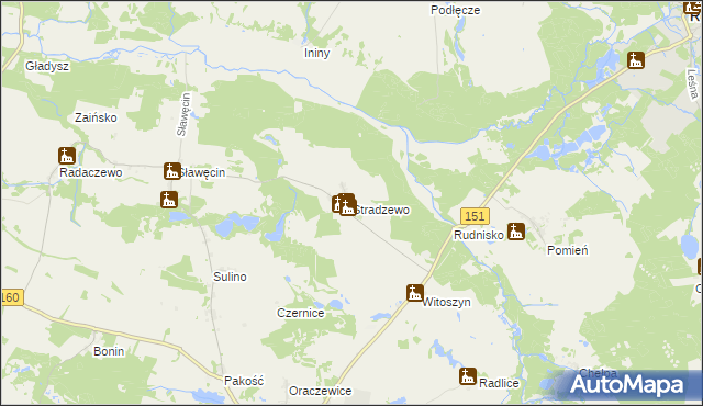 mapa Stradzewo gmina Choszczno, Stradzewo gmina Choszczno na mapie Targeo