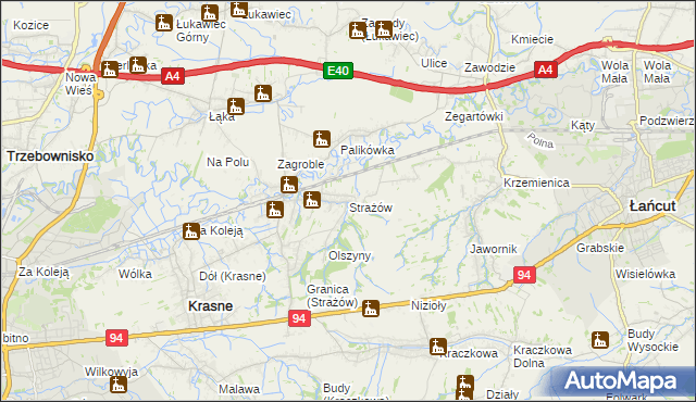 mapa Strażów, Strażów na mapie Targeo