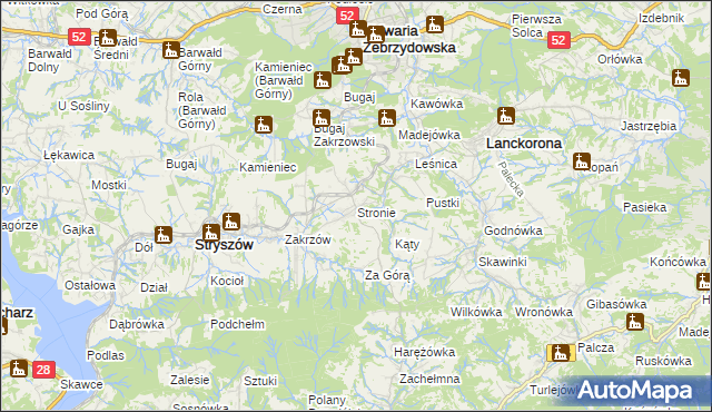 mapa Stronie gmina Stryszów, Stronie gmina Stryszów na mapie Targeo