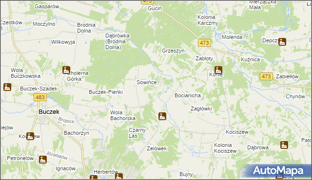 mapa Strupiny, Strupiny na mapie Targeo