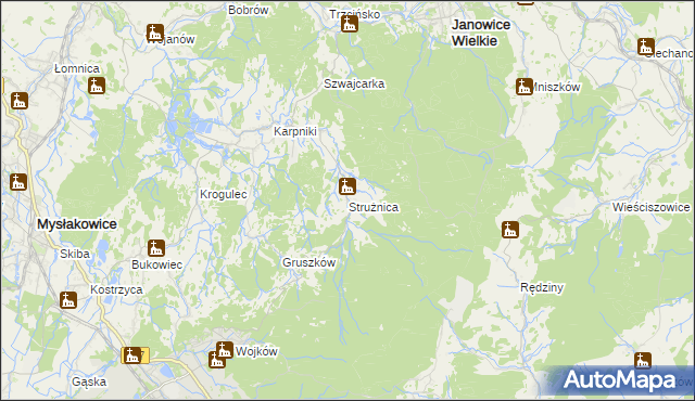 mapa Strużnica, Strużnica na mapie Targeo