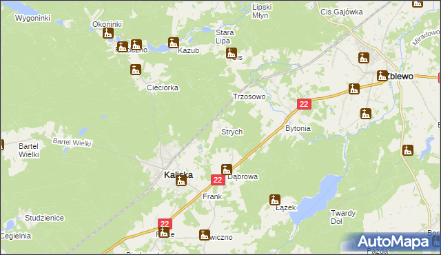 mapa Strych gmina Kaliska, Strych gmina Kaliska na mapie Targeo