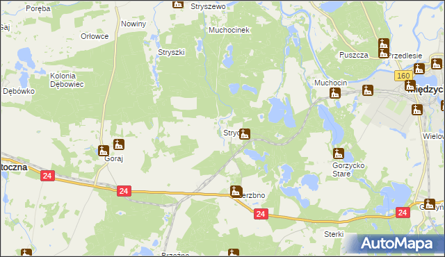 mapa Strychy, Strychy na mapie Targeo