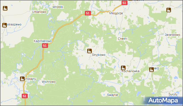 mapa Stryjkowo, Stryjkowo na mapie Targeo