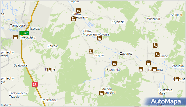 mapa Stryjów, Stryjów na mapie Targeo