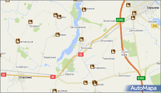 mapa Strykowo, Strykowo na mapie Targeo