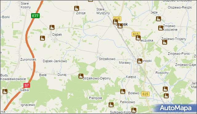 mapa Strzałkowo gmina Stupsk, Strzałkowo gmina Stupsk na mapie Targeo