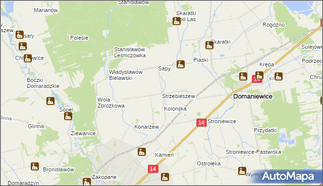 mapa Strzebieszew, Strzebieszew na mapie Targeo