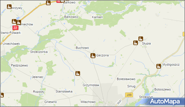 mapa Strzeczona, Strzeczona na mapie Targeo