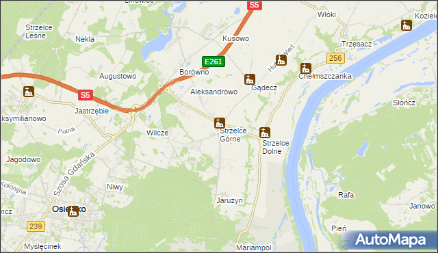 mapa Strzelce Górne, Strzelce Górne na mapie Targeo