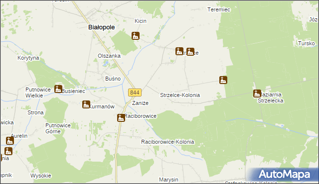 mapa Strzelce-Kolonia, Strzelce-Kolonia na mapie Targeo