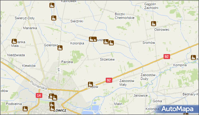 mapa Strzelcew, Strzelcew na mapie Targeo