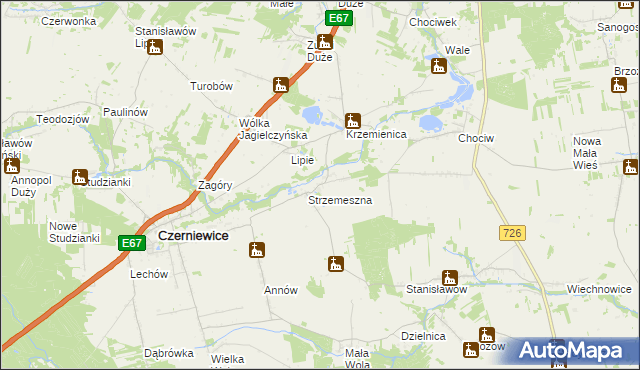 mapa Strzemeszna Pierwsza, Strzemeszna Pierwsza na mapie Targeo