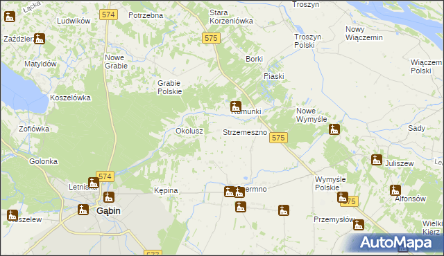 mapa Strzemeszno, Strzemeszno na mapie Targeo