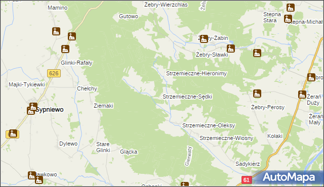 mapa Strzemieczne-Sędki, Strzemieczne-Sędki na mapie Targeo