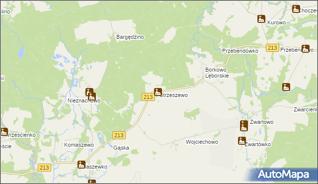 mapa Strzeszewo gmina Wicko, Strzeszewo gmina Wicko na mapie Targeo