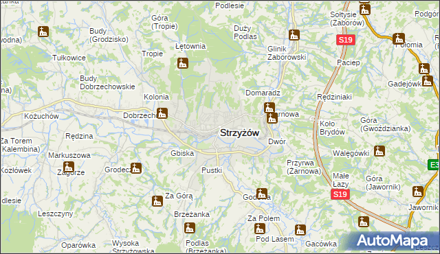 mapa Strzyżów, Strzyżów na mapie Targeo