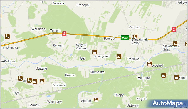 mapa Styrzyniec, Styrzyniec na mapie Targeo
