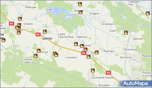 mapa Suchodaniec, Suchodaniec na mapie Targeo