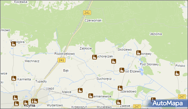 mapa Suchoręczek, Suchoręczek na mapie Targeo