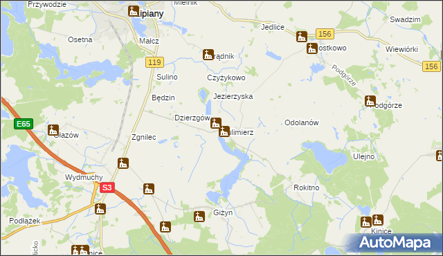mapa Sulimierz gmina Myślibórz, Sulimierz gmina Myślibórz na mapie Targeo