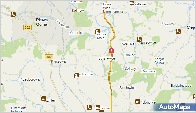 mapa Sulisławice gmina Ząbkowice Śląskie, Sulisławice gmina Ząbkowice Śląskie na mapie Targeo