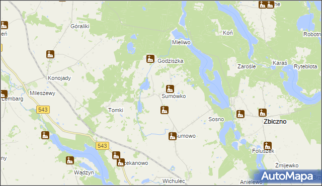 mapa Sumówko gmina Zbiczno, Sumówko gmina Zbiczno na mapie Targeo