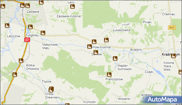 mapa Surhów, Surhów na mapie Targeo
