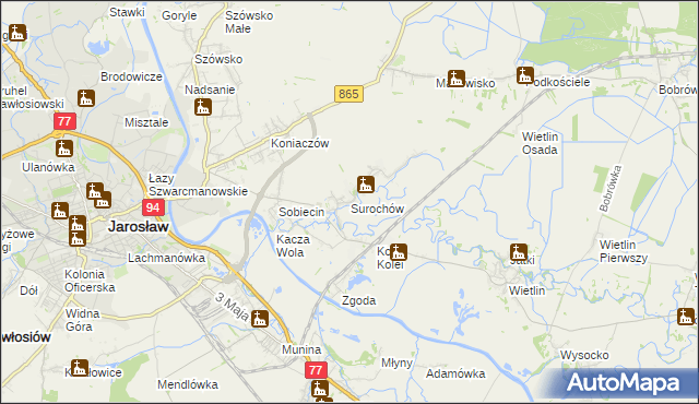 mapa Surochów, Surochów na mapie Targeo