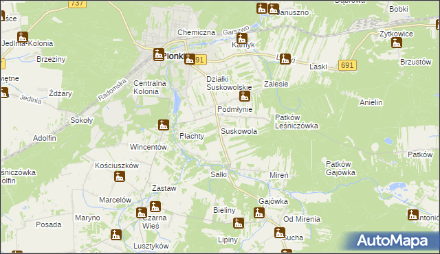mapa Suskowola, Suskowola na mapie Targeo