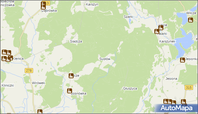mapa Susłów, Susłów na mapie Targeo
